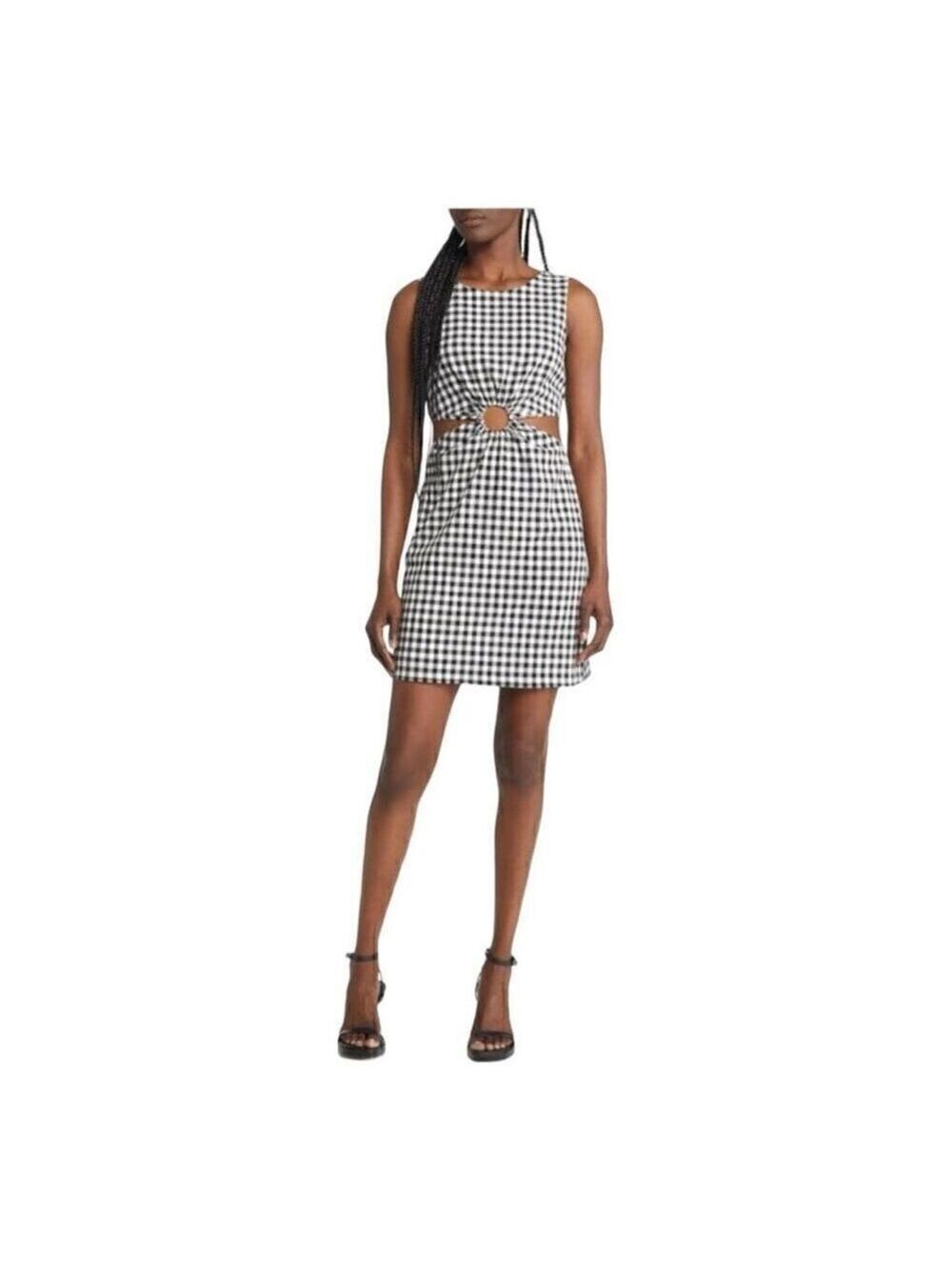 Wayf Jules Cutout O-ring Minidress in Black and White Size Medium